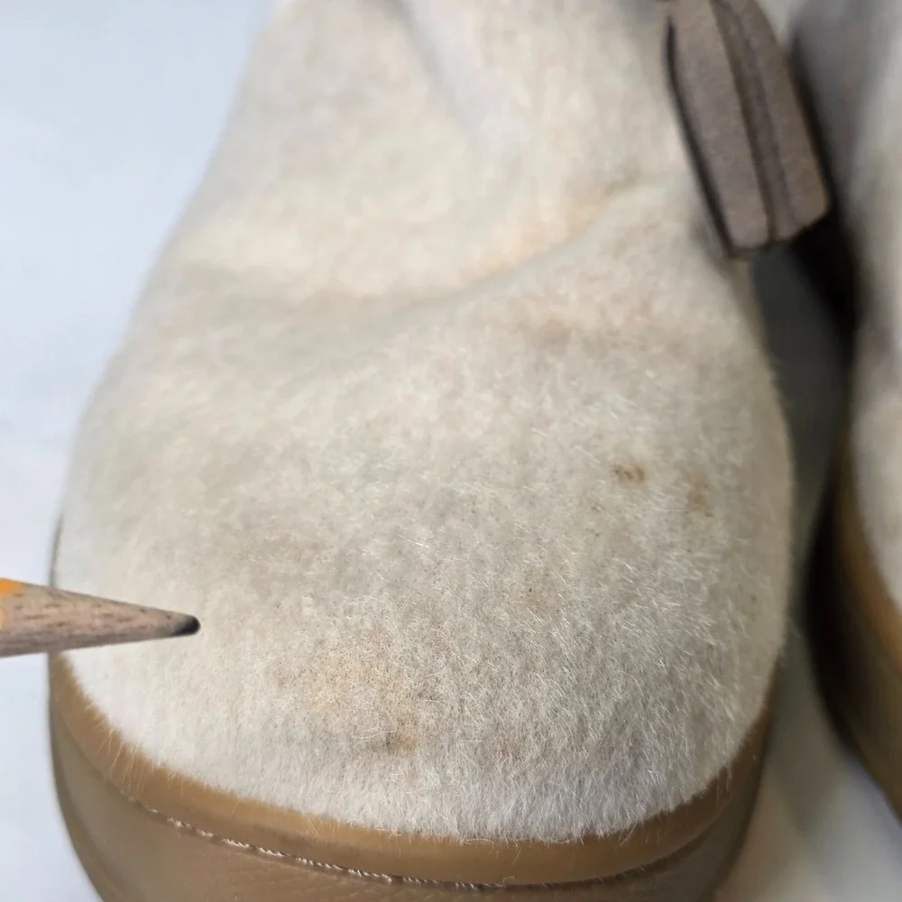 L.L. Bean Winter Snow Boots Women's Size 10 Ivory Cream Brown Faux Fur Shoes